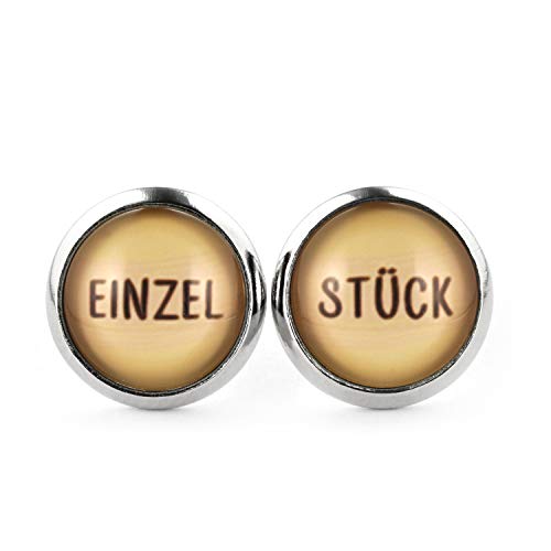 SCHMUCKZUCKER Damen Mädchen Ohrstecker mit Spruch Motiv Einzelstück Edelstahl Ohrringe Silber Beige 12mm von SCHMUCKZUCKER