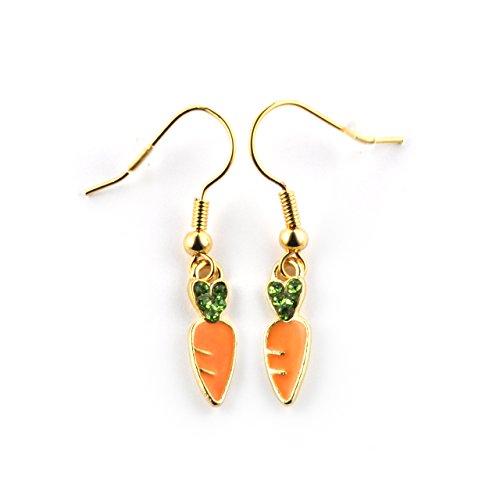 SCHMUCKZUCKER Damen Ohrhänger Glitzer Möhrchen Ostern Modeschmuck Ohrringe gold-farben grün orange von SCHMUCKZUCKER