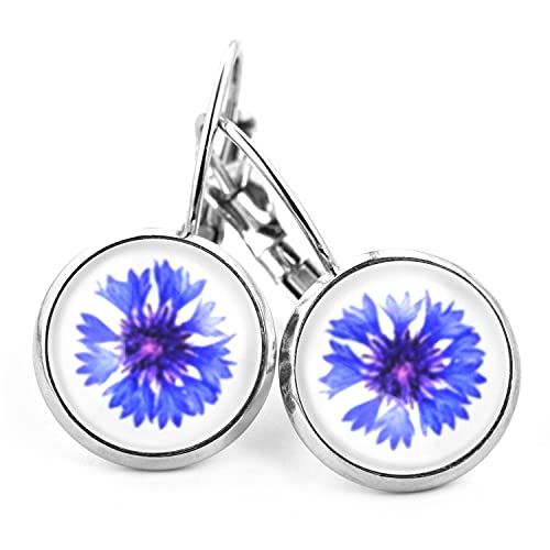 SCHMUCKZUCKER Damen Ohrhänger Kornblume Edelstahl Blumen Ohrringe hängend Silber Blau Weiß von SCHMUCKZUCKER