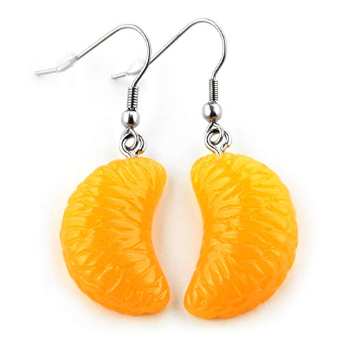 SCHMUCKZUCKER Damen Ohrhänger Mandarine witzige Edelstahl Ohrringe Silber Orange von SCHMUCKZUCKER