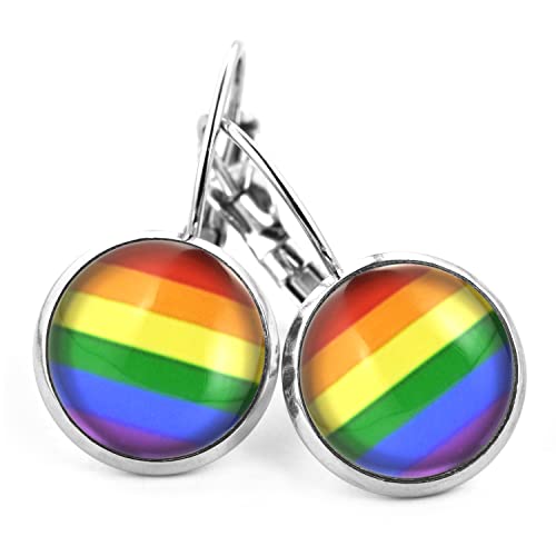 SCHMUCKZUCKER Damen Ohrhänger Regenbogen Flagge Edelstahl LGBTQ Ohrringe Silber Schmuck Bunt von SCHMUCKZUCKER