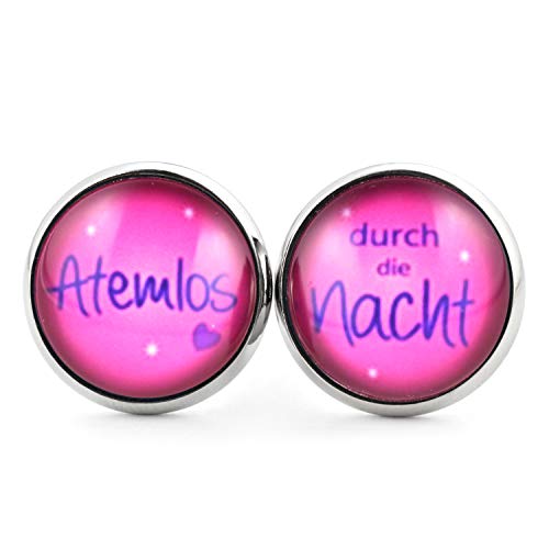 SCHMUCKZUCKER Damen Ohrstecker Atemlos - durch die Nacht Edelstahl Ohrringe Silber Pink Blau 14mm von SCHMUCKZUCKER