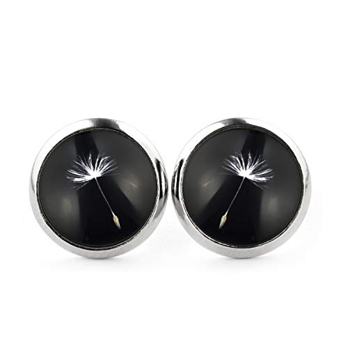 SCHMUCKZUCKER Damen Mädchen Ohrstecker Motiv Pusteblume Edelstahl Ohrringe Silber Schwarz 12mm von SCHMUCKZUCKER