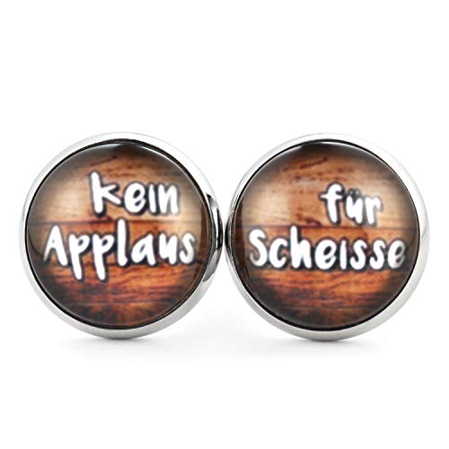 SCHMUCKZUCKER Damen Ohrstecker Spruch Kein Applaus für Scheiße Modeschmuck Ohrringe silber-farben braun 14mm von SCHMUCKZUCKER