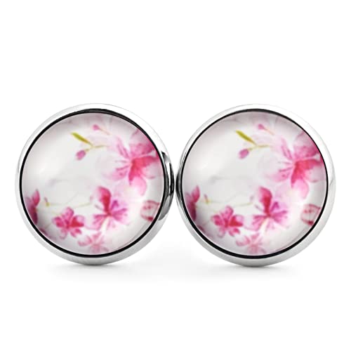 SCHMUCKZUCKER Damen Ohrstecker Motiv Sommer Blüten Edelstahl Blumen Ohrringe Silber Weiss (14mm) von SCHMUCKZUCKER