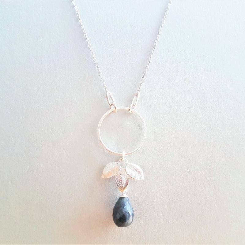 925 Silber Kette Mit Labradorit Blatt Anhänger, Boho Edelstein Schmuck von SCHMUCKbyFelicitas