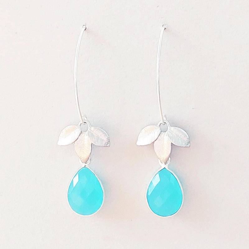Chalcedon Blatt Ohrringe 925 Silber, Design Edelstein Schmuck von SCHMUCKbyFelicitas