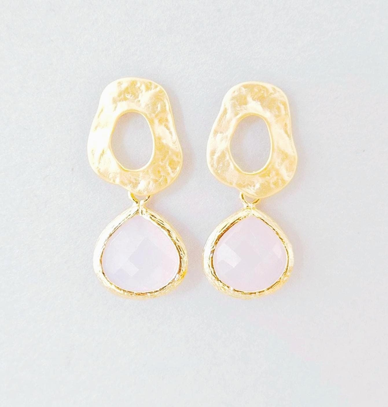 Ohrstecker Gold & Rosa Kristalltropfen Facettiert von SCHMUCKbyFelicitas