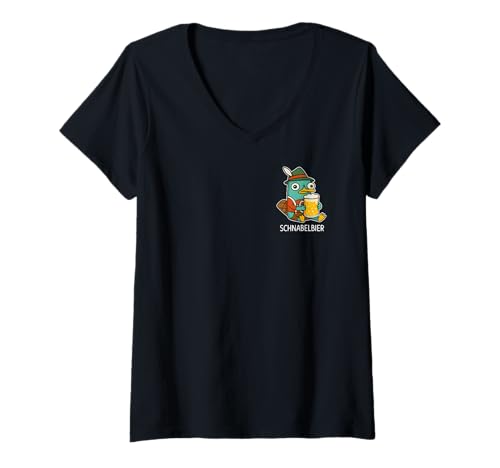 Damen SCHNABELBIER Maß X Lecker Bierchen Wiesn Bayern Oktoberfest T-Shirt mit V-Ausschnitt von SCHNABELBIER 2 - Lecker Bierchen Schnabeltier Bier