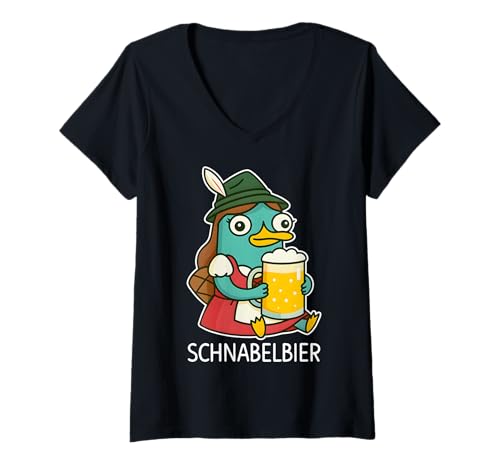Damen SCHNABELBIER Dirndl Lecker Bierchen Wiesn Bayern Oktoberfest T-Shirt mit V-Ausschnitt Damen SCHNABELBIER Dirndl Lecker Bierchen Wiesn Bayern Oktoberfest T-Shirt mit V-Ausschnitt von SCHNABELBIER - DIRNDL EDITION Schnabeltier Bier
