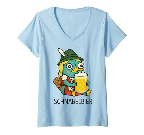Damen SCHNABELBIER Dirndl Lecker Bierchen Wiesn Bayern Oktoberfest T-Shirt mit V-Ausschnitt Damen SCHNABELBIER Dirndl Lecker Bierchen Wiesn Bayern Oktoberfest T-Shirt mit V-Ausschnitt von SCHNABELBIER - DIRNDL EDITION Schnabeltier Bier