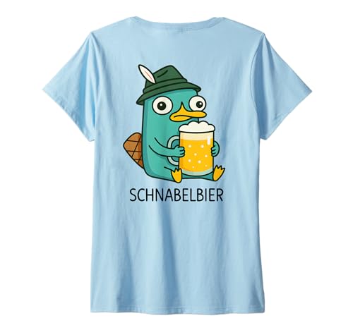 Damen SCHNABELBIER X Lecker Bierchen Wiesn Bayern Oktoberfest Back T-Shirt mit V-Ausschnitt von SCHNABELBIER. Lecker Bierchen Schnabeltier Bier