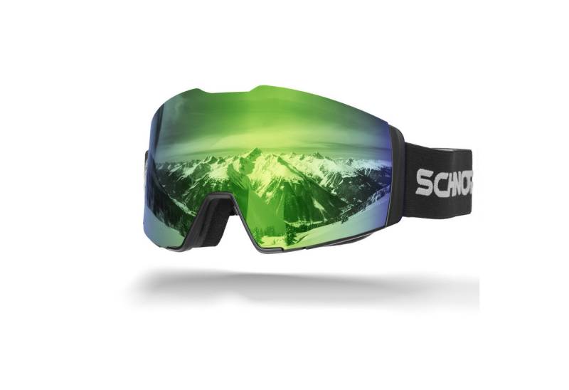 SCHNORR Sportbrille Schnorr Skibrille Edge Grün (S3), Full REVO, Anti-Fog, UV400, (1-St), Full REVO-Beschichtung Grün (S3) von SCHNORR