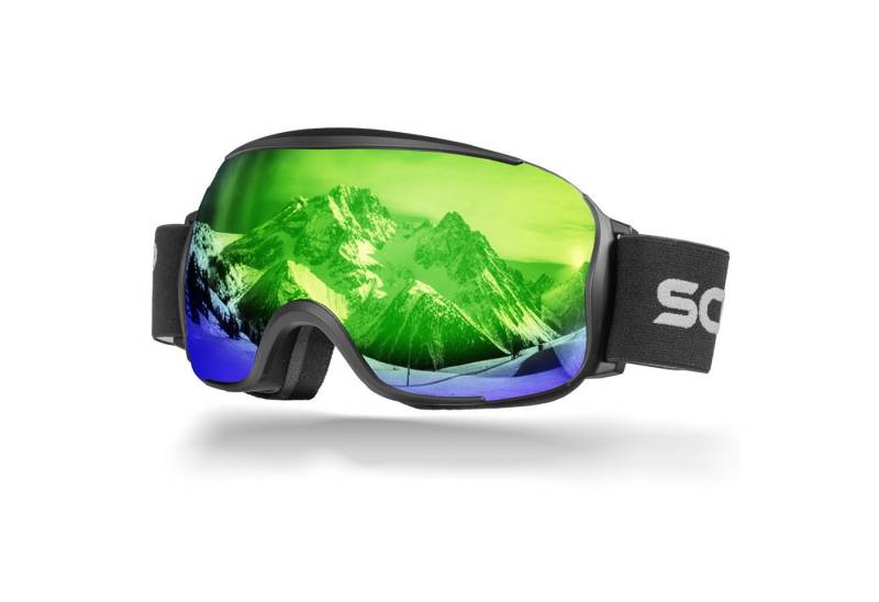 SCHNORR Sportbrille Schnorr Skibrille Kryos - Sphärisch, Grün (S3), Full REVO, Anti-Fog, (1-St), Full REVO-Beschichtung Grün (S3) von SCHNORR