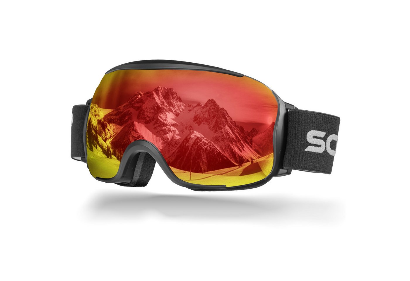 SCHNORR Sportbrille Schnorr Skibrille Kryos - Sphärisch, Rot (S2), Full REVO, Anti-Fog, (1-St), Full REVO-Beschichtung Rot (S2) von SCHNORR