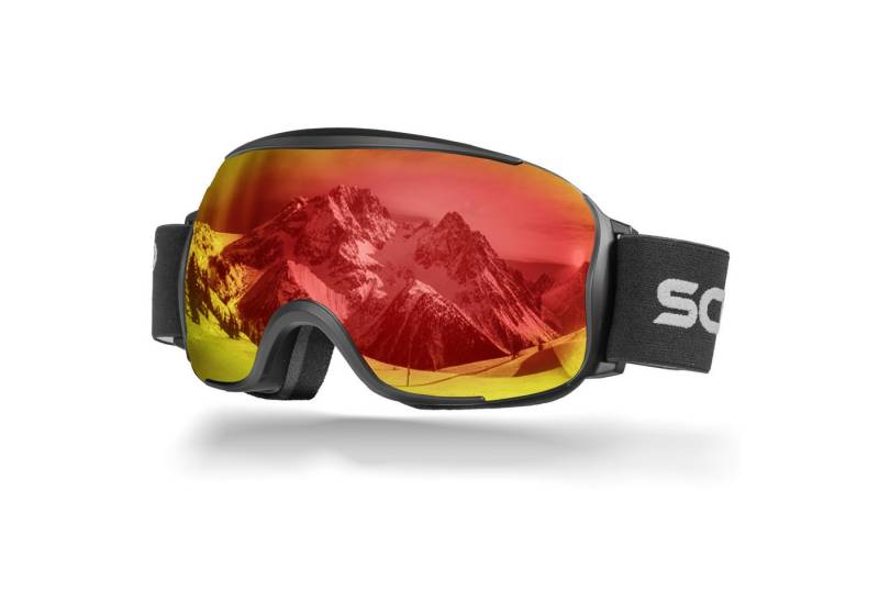 SCHNORR Sportbrille Schnorr Skibrille Kryos - Sphärisch, Rot (S2), Full REVO, Anti-Fog, (1-St), Full REVO-Beschichtung Rot (S2) von SCHNORR