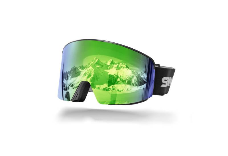 SCHNORR Sportbrille Skibrille mit magnetischer Glaswechselfunktion Grün S3, Anti-Fog, U, (1-St), Full REVO-Beschichtung Grün (S3) von SCHNORR