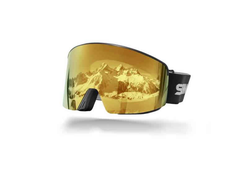 SCHNORR Sportbrille Skibrille mit magnetischer Glaswechselfunktion REVO Gold S2, Anti-Fo, (1-St), Full REVO-Beschichtung Gold (S2) von SCHNORR