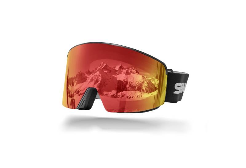 SCHNORR Sportbrille Skibrille mit magnetischer Glaswechselfunktion REVO Rot S2, Anti-Fog, (1-St), Full REVO-Beschichtung Rot (S2) von SCHNORR
