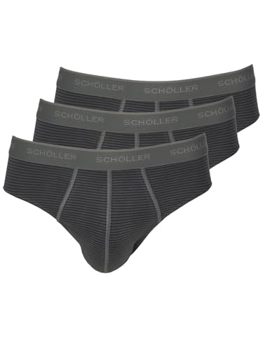 SCHÖLLER 3er Pack Herren Slip Baumwolle-Elasthan 10301-42-415 Gr. 8 in Anthracite-Grey von SCHÖLLER