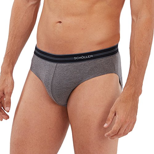 SCHÖLLER Herren Slip mit Webgummibund 3er Pack l 812-415 l Größe 9 (XXXL) l Farbe Grau-Melange von SCHÖLLER