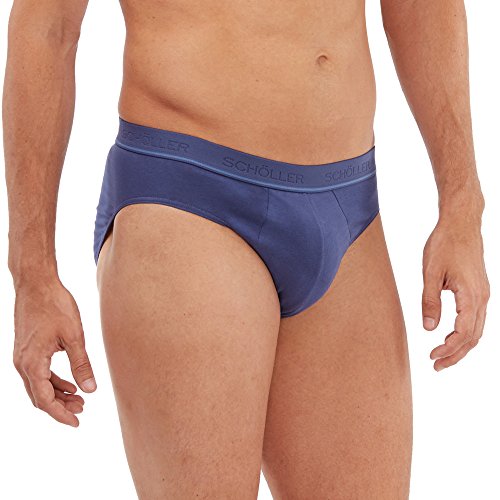 SCHÖLLER Herren Slip mit Webgummibund 3er Pack l 872-415 l Größe 5 (M) l Farbe Blau von SCHÖLLER