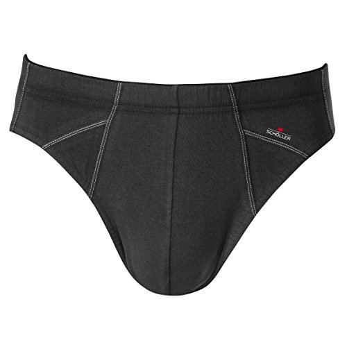 SCHÖLLER Herren Slip mit Ziernähten 3er Pack l 831-415 l Größe 5 (M) l Farbe Dunkel-Grau von SCHÖLLER