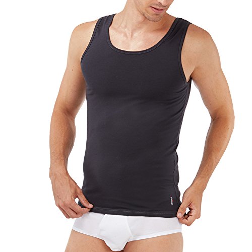 SCHÖLLER Herren Unterhemd ohne Arm 3er Pack l 831-680 l Größe 8 (XXL) l Farbe Dunkel-Grau von SCHÖLLER