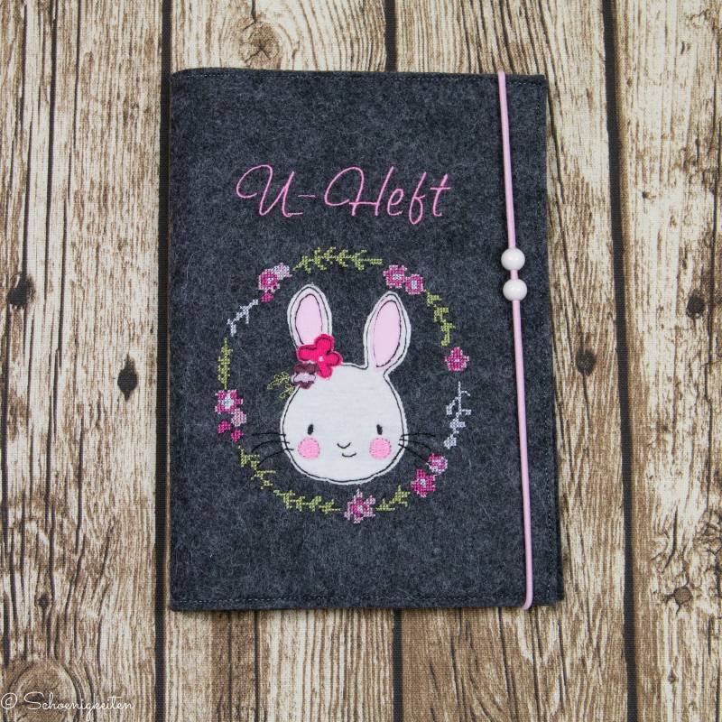 U-Heft Hülle Mit Impfpass Hase Lulu Rosa Wunschname Filz, Geschenk Zur Geburt, Taufe, Personalisiert von SCHOENIGKEITENkids