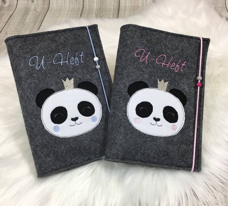 U-Heft Hülle Mit Impfpass Panda Wunschname Filz, Geschenk Zur Geburt, Taufe, Personalisiert von SCHOENIGKEITENkids