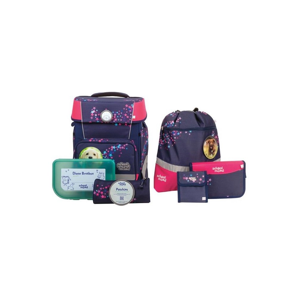 SCHOOL-MOOD® Schulranzen Champion Maxx (Set, 7-tlg., mit Turnbeutel, Etui, Schlamperrolle, Brustbeutel, Brotdose, Patchies), 21 Liter, für Grundschule von SCHOOL-MOOD®