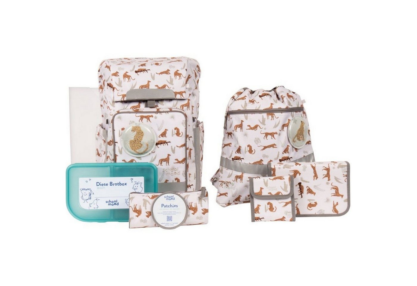 SCHOOL-MOOD® Schulranzen School Mood Schulranzenset 8-tlg. Rebel Air+ Leopard Nordic Collection von SCHOOL-MOOD®