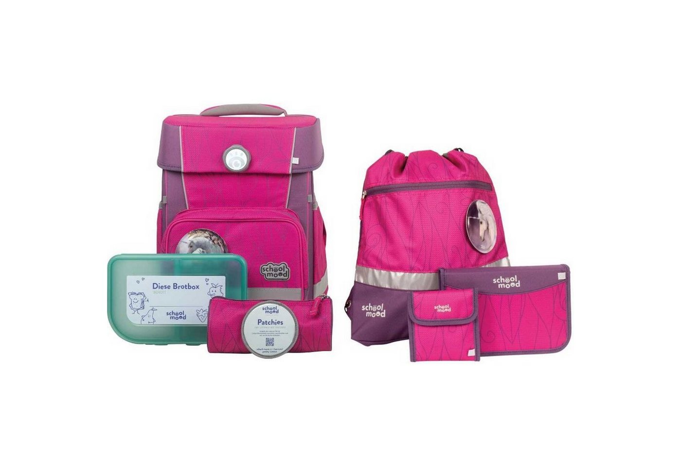 SCHOOL-MOOD® Schulranzen Schulranzenset 7-tlg. Champion Luisa Einhorn von SCHOOL-MOOD®