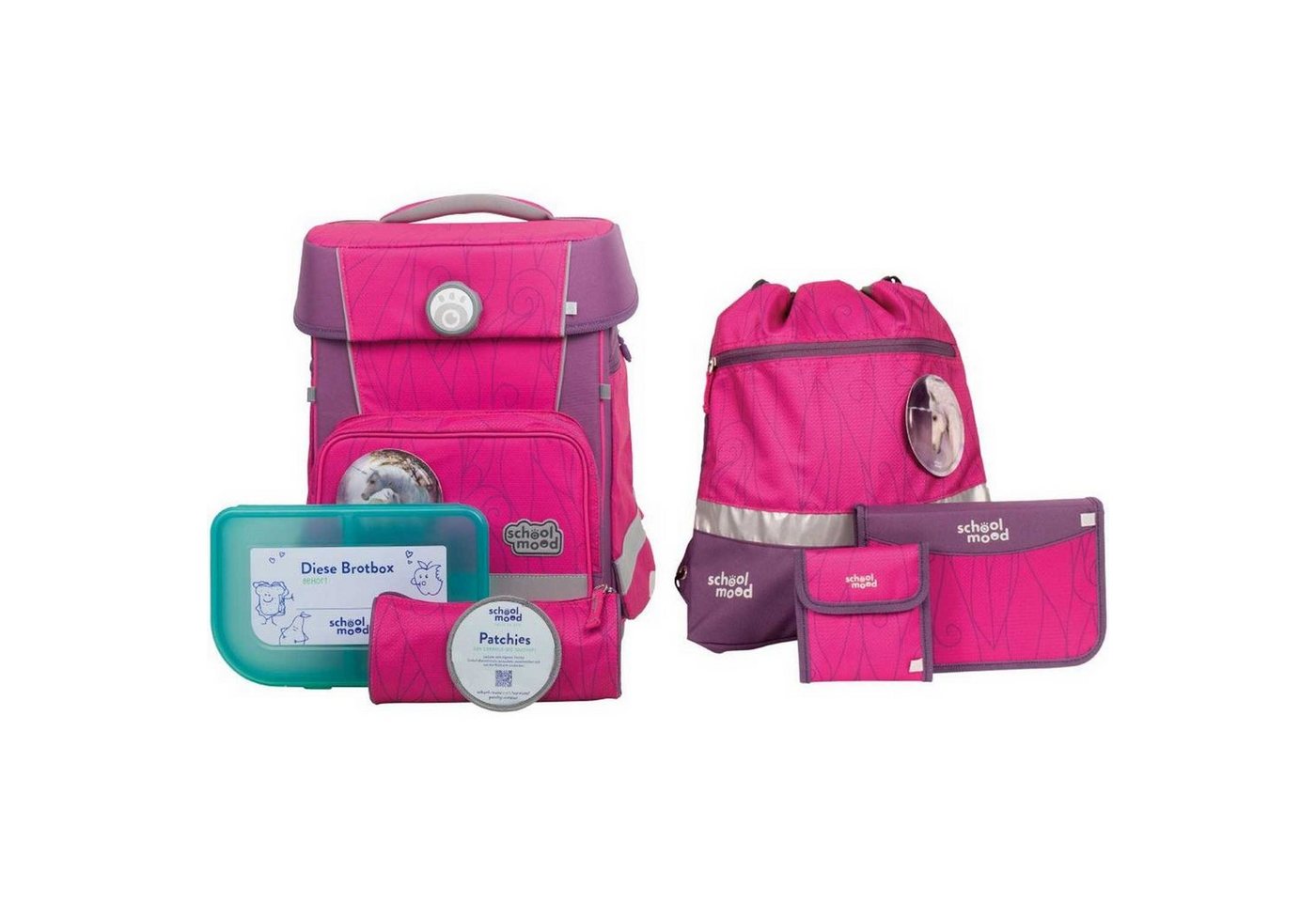 SCHOOL-MOOD® Schulranzen Schulranzenset 7-tlg. Champion Maxx Luisa Einhorn von SCHOOL-MOOD®