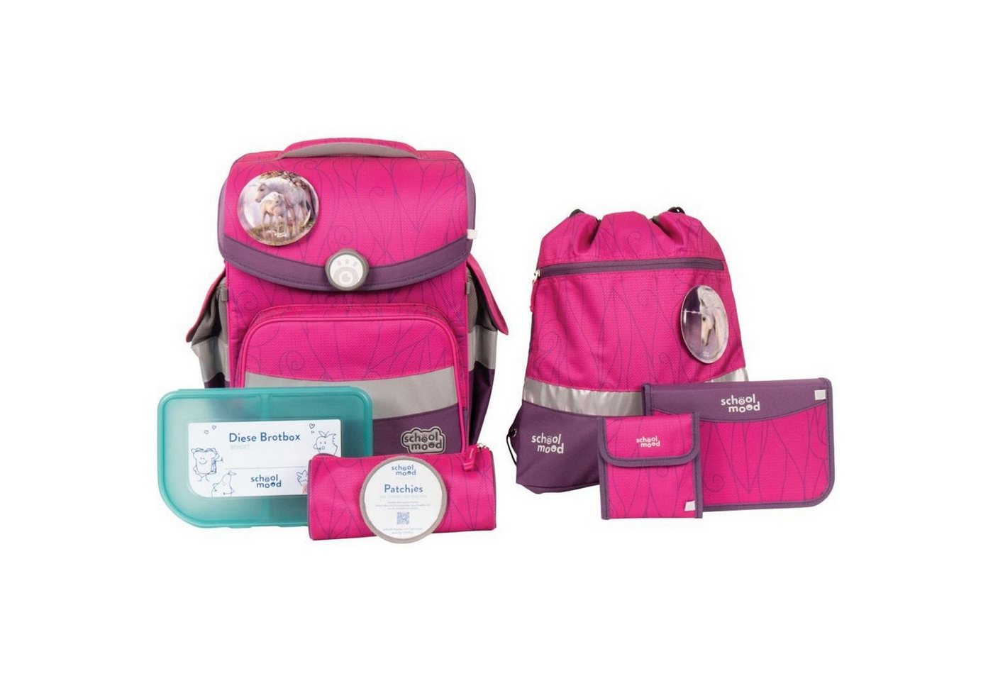 SCHOOL-MOOD® Schulranzen Schulranzenset 7-tlg. Timeless Air+ Luisa Einhorn von SCHOOL-MOOD®
