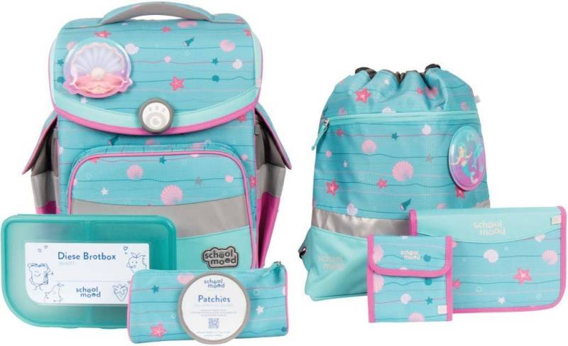 SCHOOL-MOOD® Schulranzen Timeless, Lilly (Meerjungfrau) (Set, 7-tlg), mit LED-Patchy, aus recyceltem Material von SCHOOL-MOOD®