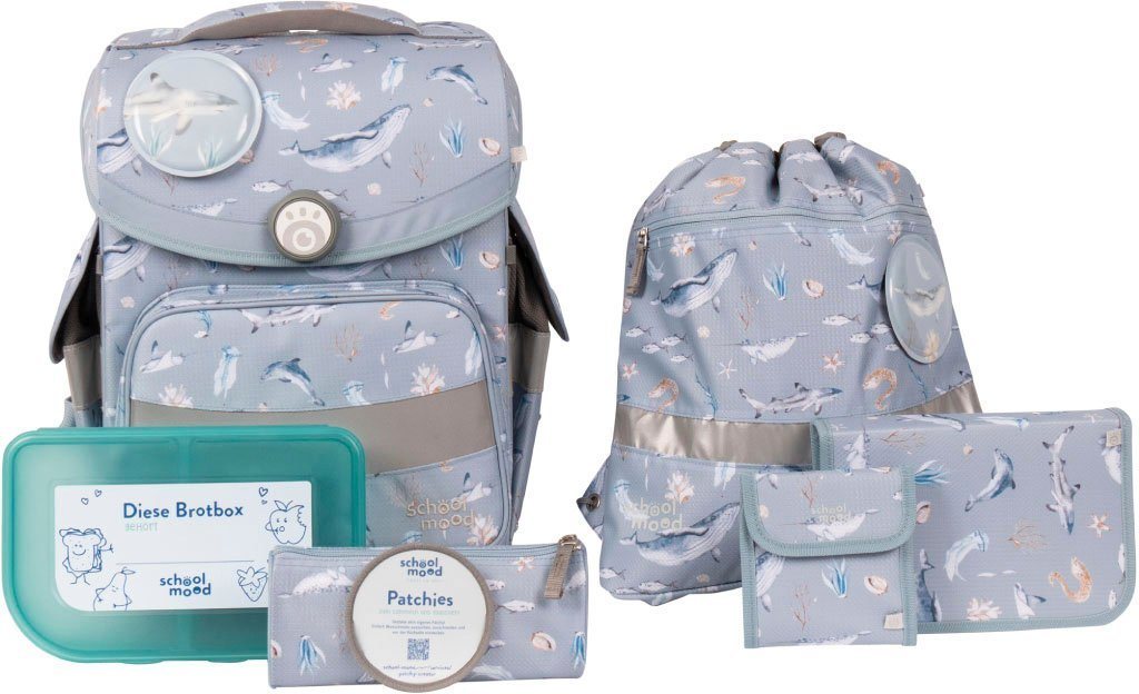 SCHOOL-MOOD® Schulranzen Timeless, Nordic Collection, Aqua (Set, 7-tlg), aus recyceltem Material von SCHOOL-MOOD®