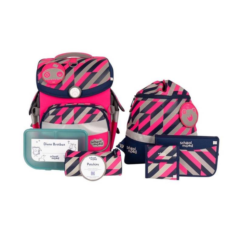 SCHOOL-MOOD® Schulranzen Timeless Air+ (Set), 7-teilig, ergonomisch mit Rückenpolster, für Grundschule von SCHOOL-MOOD®