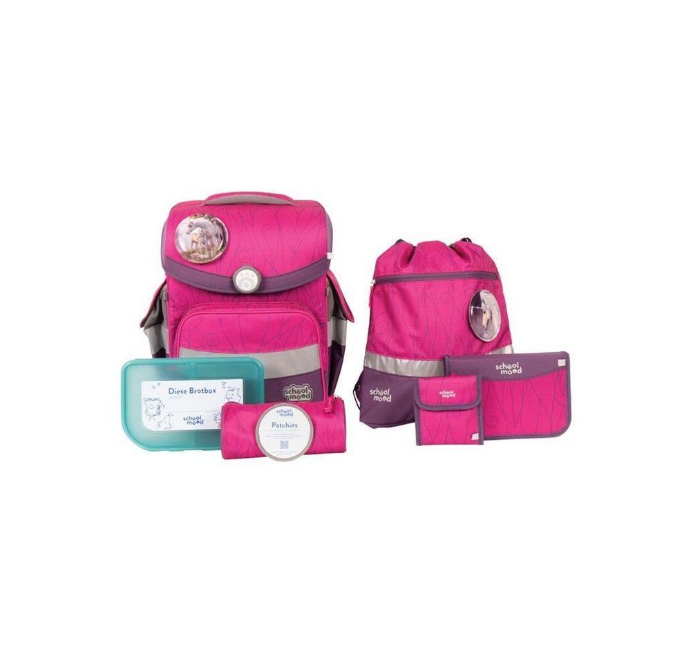 SCHOOL-MOOD® Schulranzen Timeless Air+ Luisa Einhorn, 7-teiliges Set, Pink, leichter Ranzen, für Grundschule von SCHOOL-MOOD®