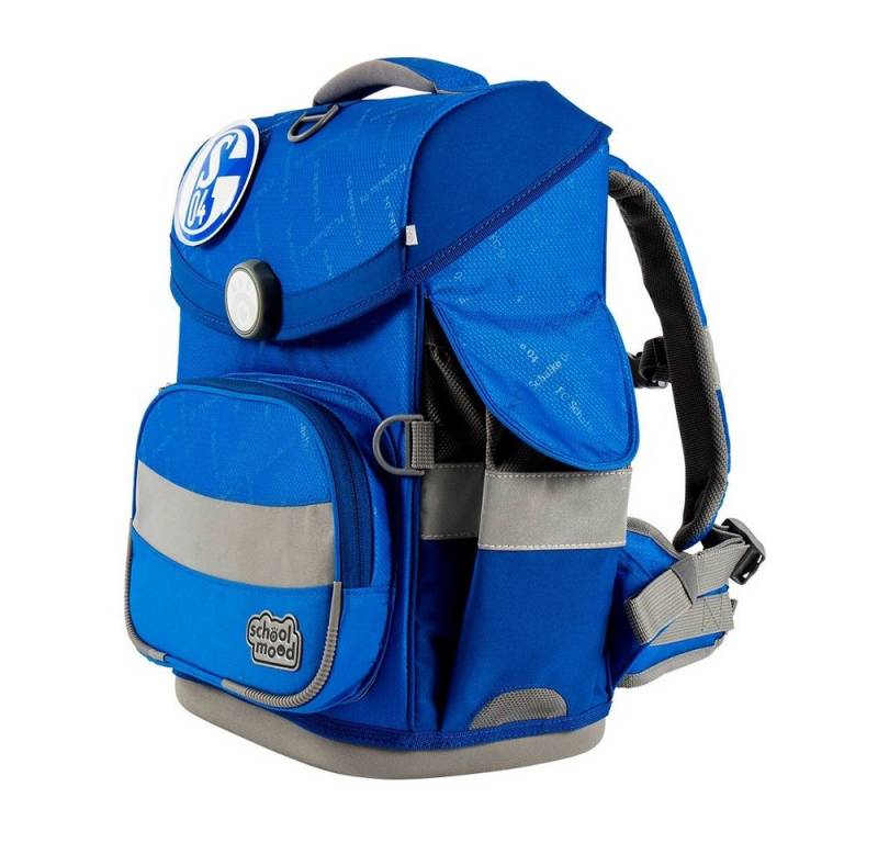 SCHOOL-MOOD® Schulranzen Timeless Air+ für Jungen von der 1. bis 4. Klasse (Set, 6-tlg), im FC Schalke 04 Stil mit passenden Patchies von SCHOOL-MOOD®