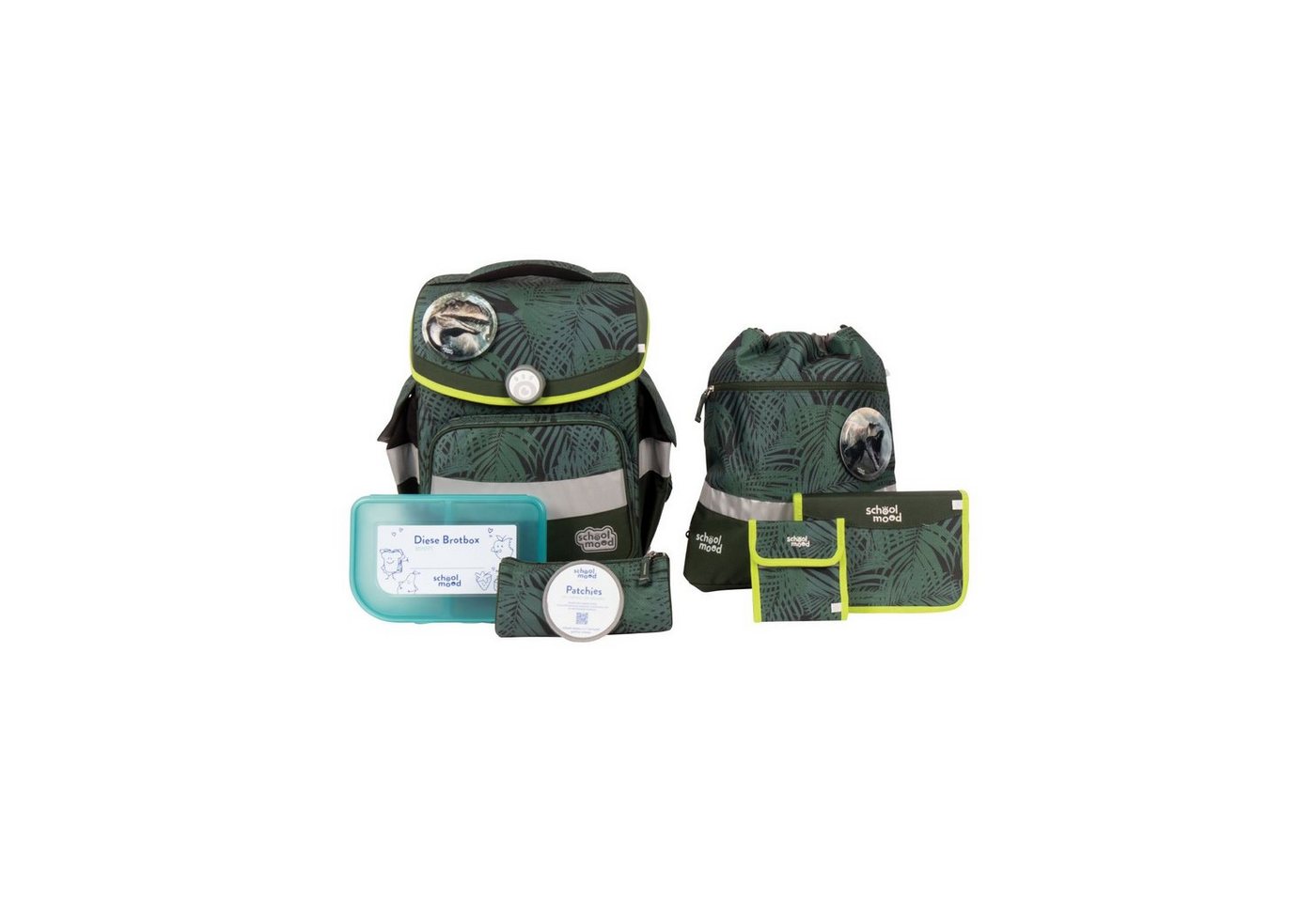 SCHOOL-MOOD® Schulranzen school-mood 7-tlg. Schulranzen-Set Timeless Air+ Daniel (Dinosaurier) von SCHOOL-MOOD®