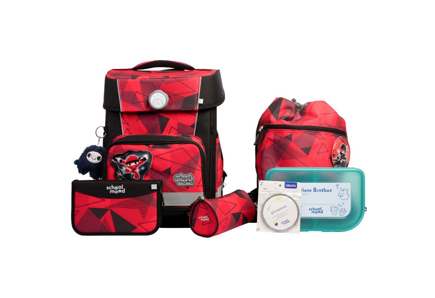 SCHOOL-MOOD® Schulrucksack School Mood Champion Pro Kai (Ninja), 7-tlg. Schulranzenset von SCHOOL-MOOD®