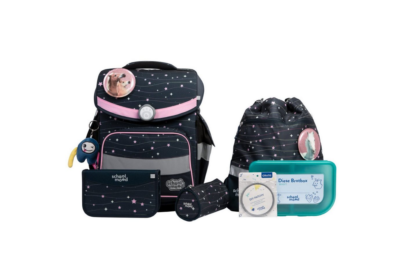 SCHOOL-MOOD® Schulrucksack School Mood Timeless Pro Ella (Pony), 7-tlg. Schulranzenset von SCHOOL-MOOD®