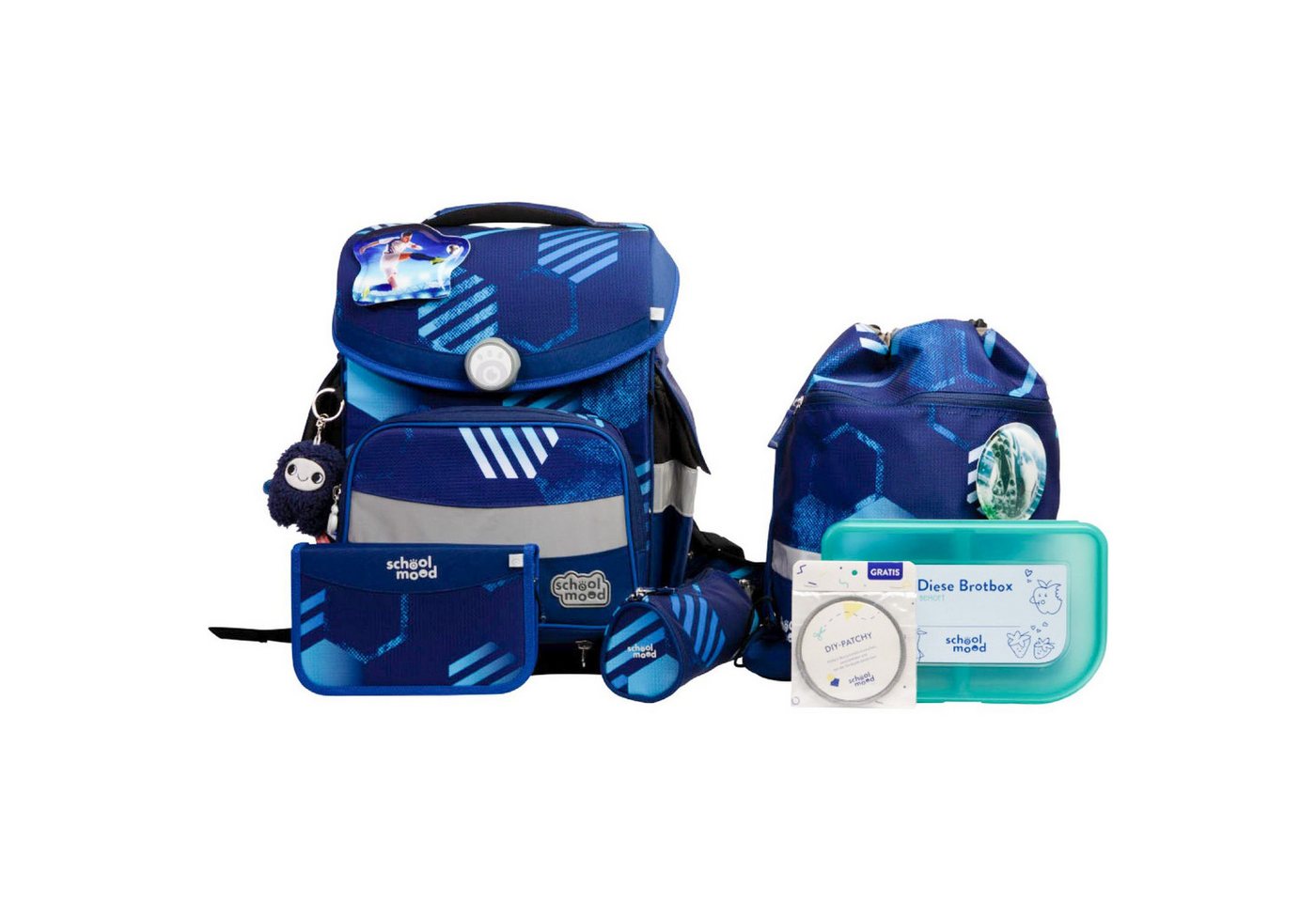 SCHOOL-MOOD® Schulrucksack School Mood Timeless Pro Jonas (Fußball), 7-tlg. Schulranzenset von SCHOOL-MOOD®