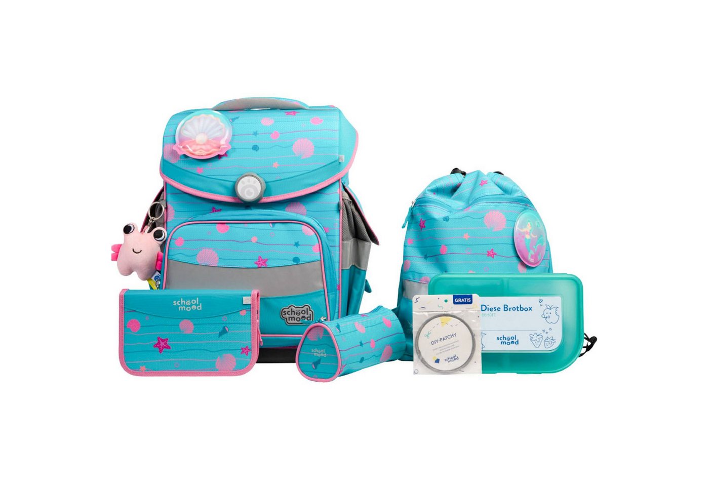 SCHOOL-MOOD® Schulrucksack School Mood Timeless Pro Lilly (Meerjungfrau), 7-tlg. Schulranzenset von SCHOOL-MOOD®