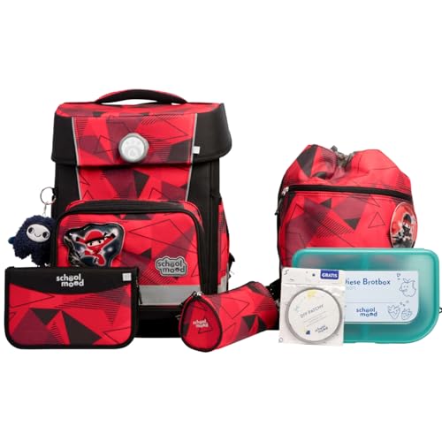 SCHOOL-MOOD Champion Pro Kai Ninja Schulranzenset 7-teilig 21,5L Stauraum, ergonomisches Easy Fit System für 1 m bis 1,50 m Körpergröße, standfest, wasserabweisender Stoff mit Reflektoren von SCHOOL-MOOD