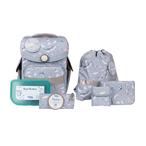 SCHOOL-MOOD - Schulranzen Set Aqua, 7-teilig - Timeless Air+ - ergonomischer Schulranzen Jungen & Mädchen - Schultasche für Kinder in der 1. bis 4. Klasse - Aqua (Nordic Collection), Einheitsgröße von SCHOOL-MOOD