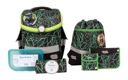 SCHOOL-MOOD - Schulranzen Set Panther, 7-teilig - Timeless Air+ - ergonomischer Schulranzen Jungen & Mädchen - Schultasche für Kinder in der 1. bis 4. Klasse - Linus (Panther), (3822) von SCHOOL-MOOD