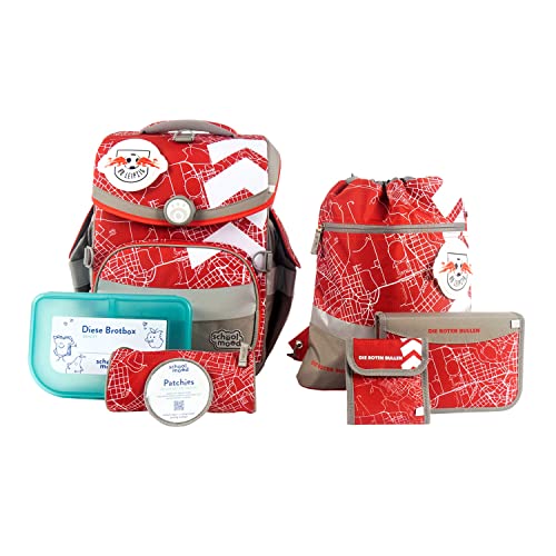 SCHOOL-MOOD - Schulranzen Set RB Leipzig, 7-teilig - Timeless Air+ - ergonomischer Schulranzen Jungen & Mädchen - Schultasche für Kinder in der 1. bis 4. Klasse - RB Leipzig von SCHOOL-MOOD