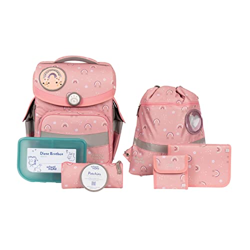 SCHOOL-MOOD - Schulranzen Set Rainbow, 7-teilig - Timeless Air+ - ergonomischer Schulranzen Jungen & Mädchen - Schultasche für Kinder in der 1. bis 4. Klasse - Rainbow (Nordic Collection) von SCHOOL-MOOD